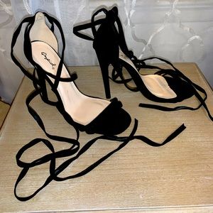 Lace up barely there heels